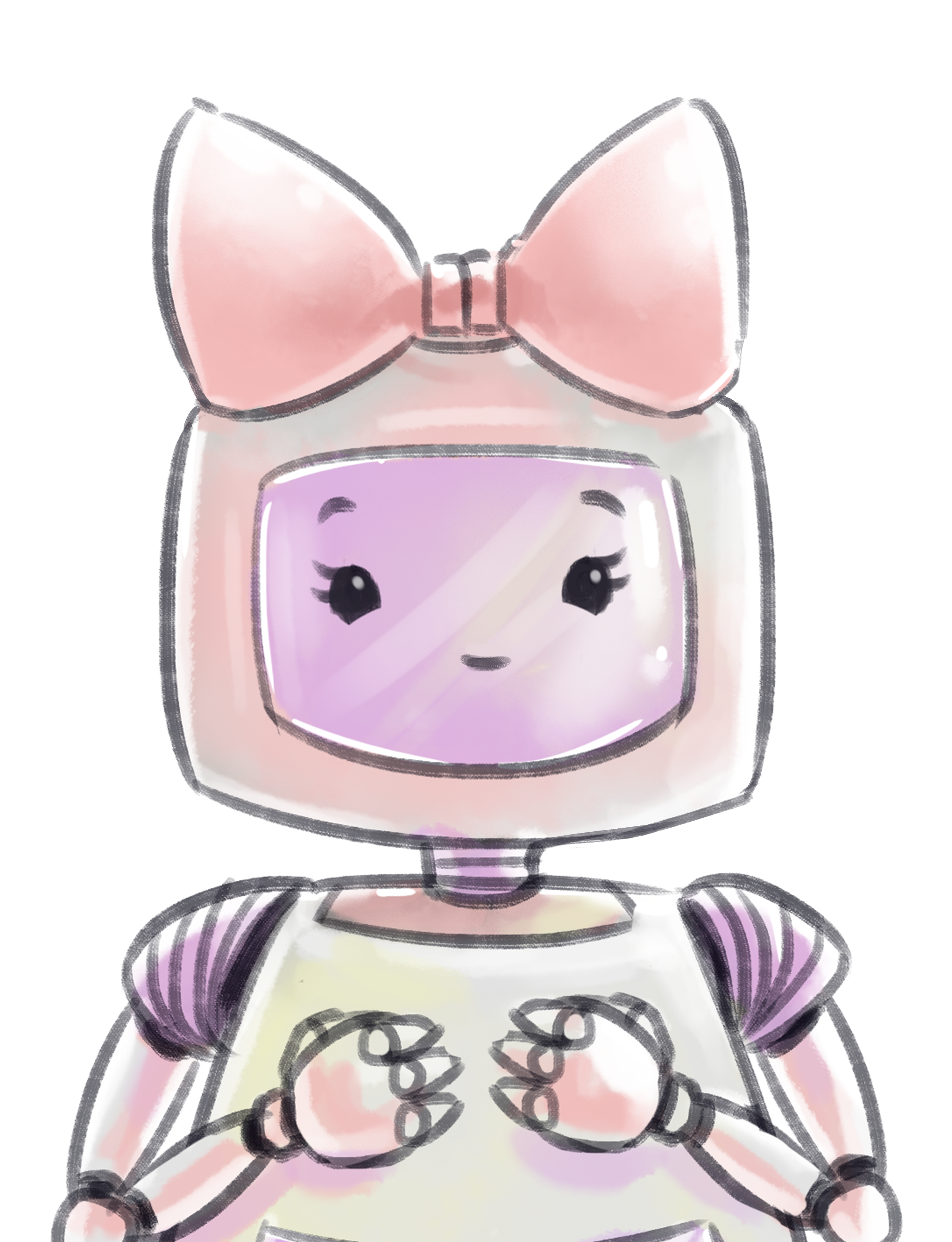 cute girl robot drawing
